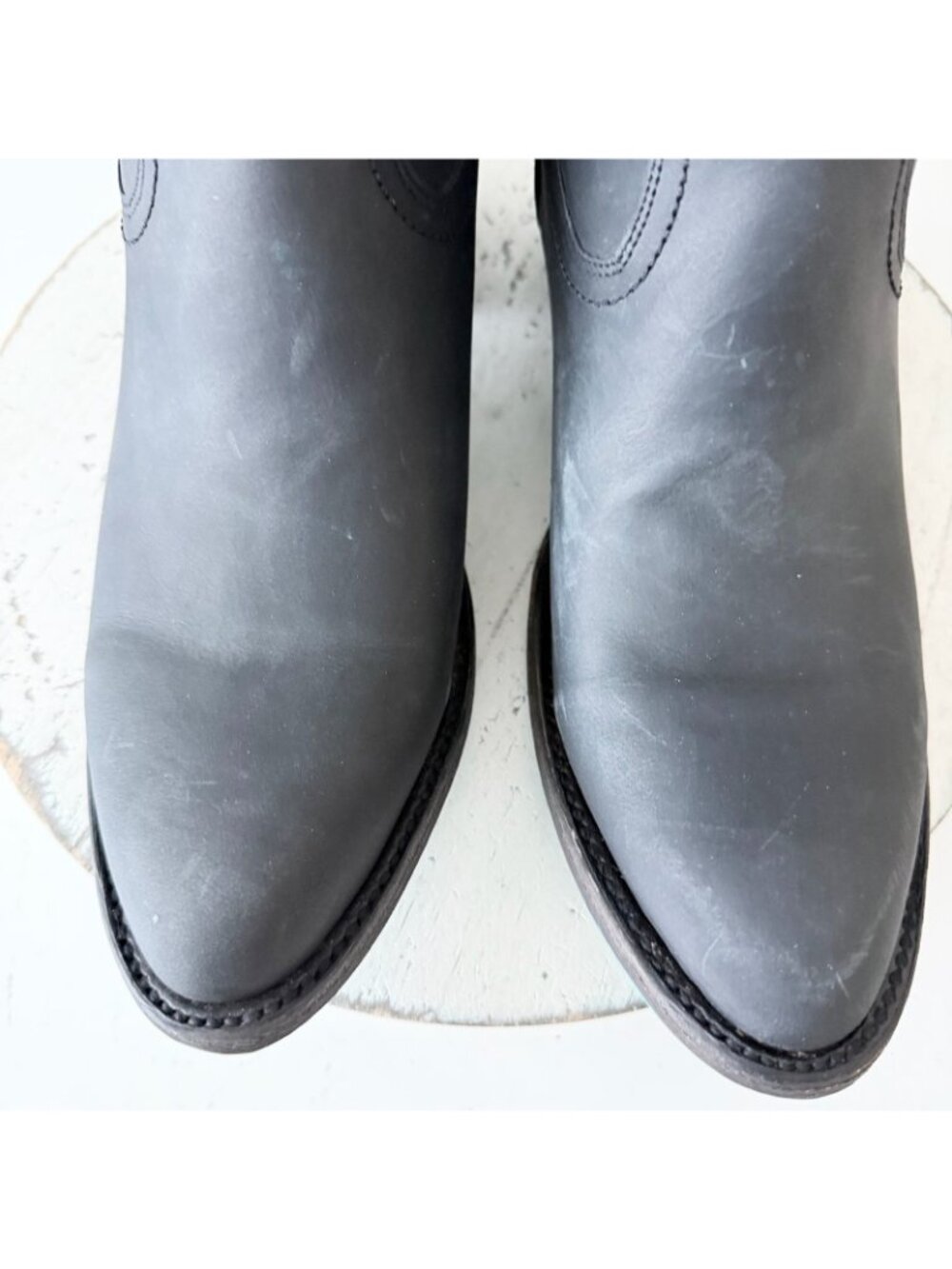 Lane PLAIN JANE Midi Cowboy Boots Womens 10 Western Black Cowgirl Short Ankle - Picture 7 of 13